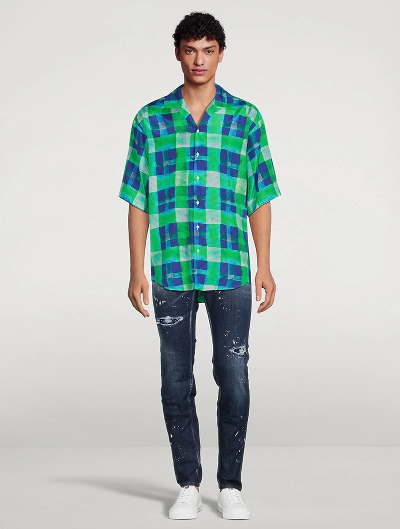 Short-Sleeve Shirt Check Print