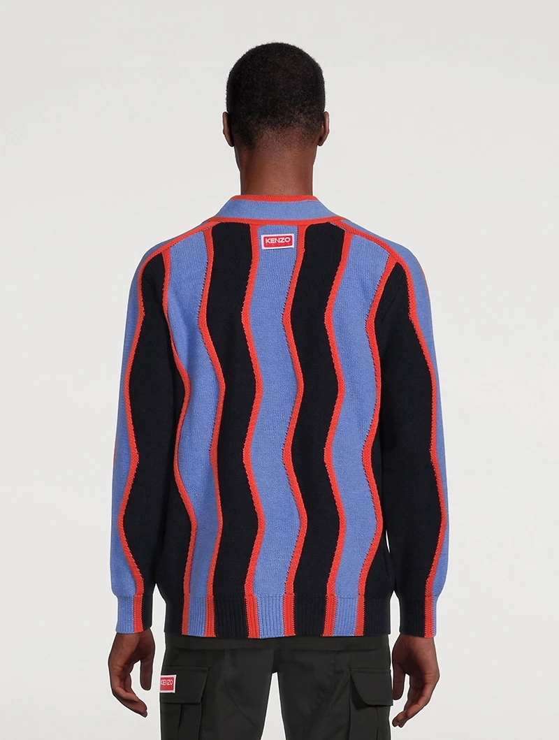 Wavy Wool And Cotton Cardigan