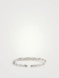 Rainbow Fireworks 18K White Gold Bangle Cuff Bracelet With Diamonds