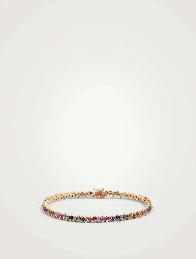 18K Rose Gold Rainbow Sapphire Tennis Bracelet