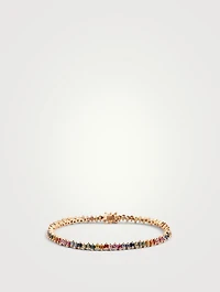 18K Rose Gold Rainbow Sapphire Tennis Bracelet