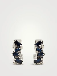 Fireworks 18K White Gold Huggie Hoop Earrings
