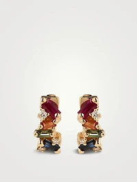Fireworks 18K Gold Earrings With Diamonds And Sapphire