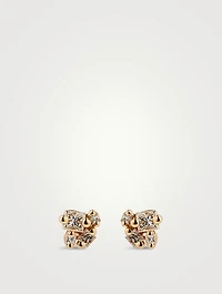18K Gold Stud Earrings With Diamonds