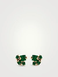 18K Gold Stud Earrings With Emeralds
