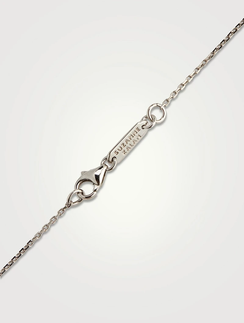 Small Fireworks 18K White Gold Butterfly Necklace With Diamonds