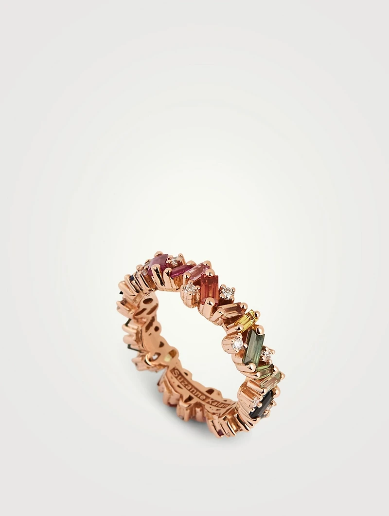 Rainbow Fireworks 18K Rose Gold Frenzy Eternity Band With Sapphires And Diamonds