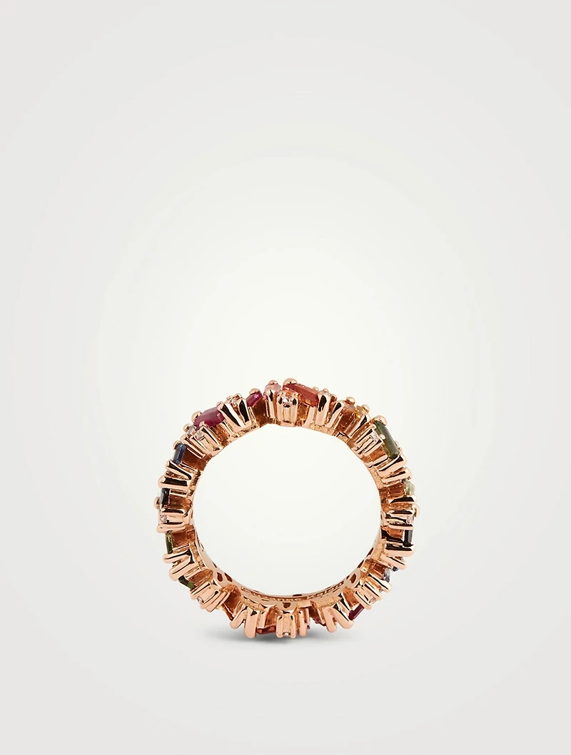 Rainbow Fireworks 18K Rose Gold Frenzy Eternity Band With Sapphires And Diamonds