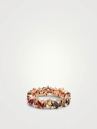 Rainbow Fireworks 18K Rose Gold Frenzy Eternity Band With Sapphires And Diamonds