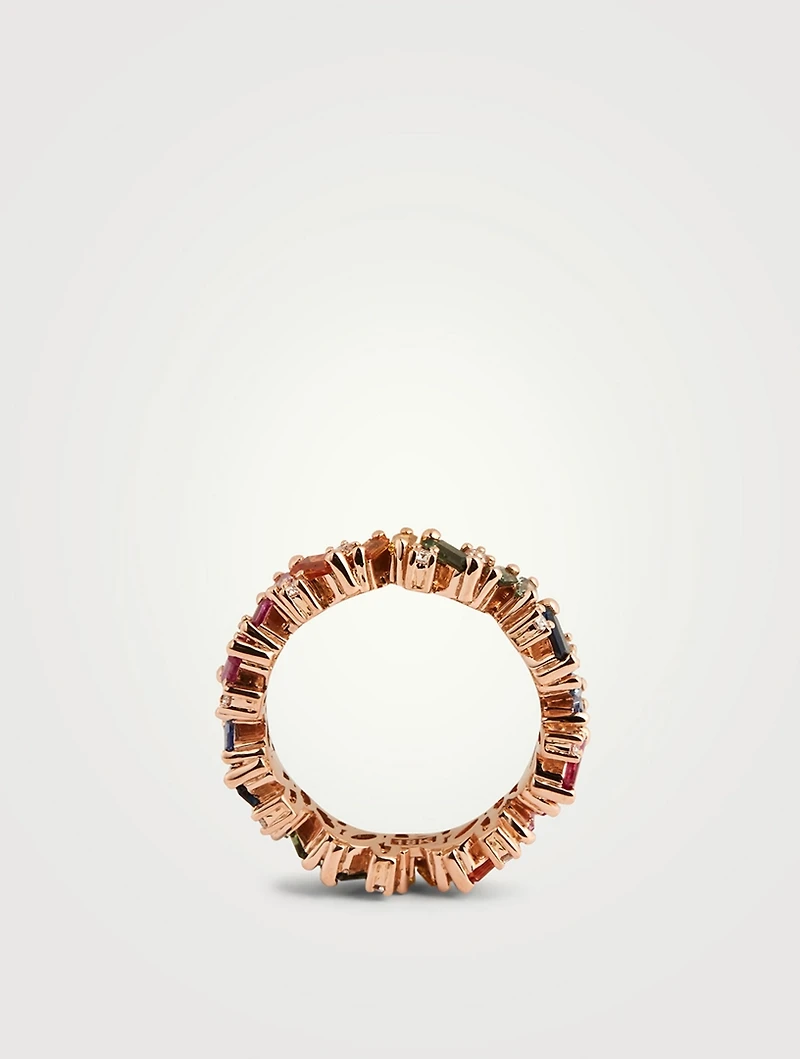 Rainbow Fireworks 18K Rose Gold Frenzy Eternity Band With Sapphires And Diamonds