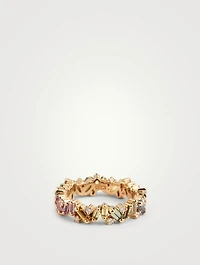 Jonc de gage d'amour éternel Frenzy Fireworks en or 18 ct avec saphirs pastel et diamants
