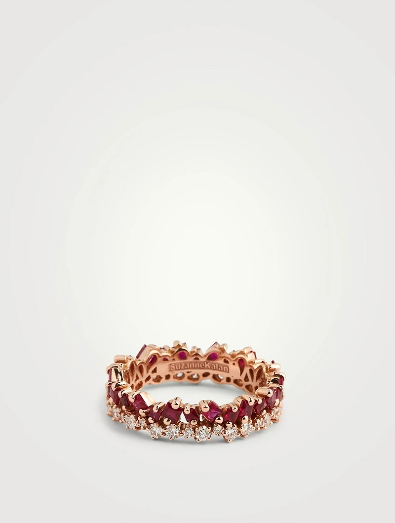 18K Rose Gold Double Eternity Band