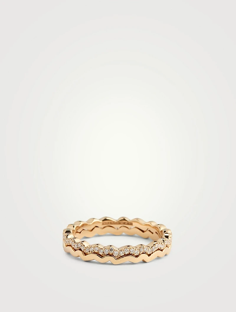 18K Gold Wave Eternity Ring With Diamonds