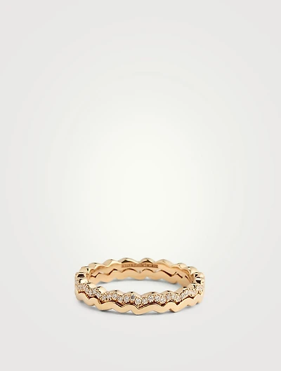 18K Gold Wave Eternity Ring With Diamonds