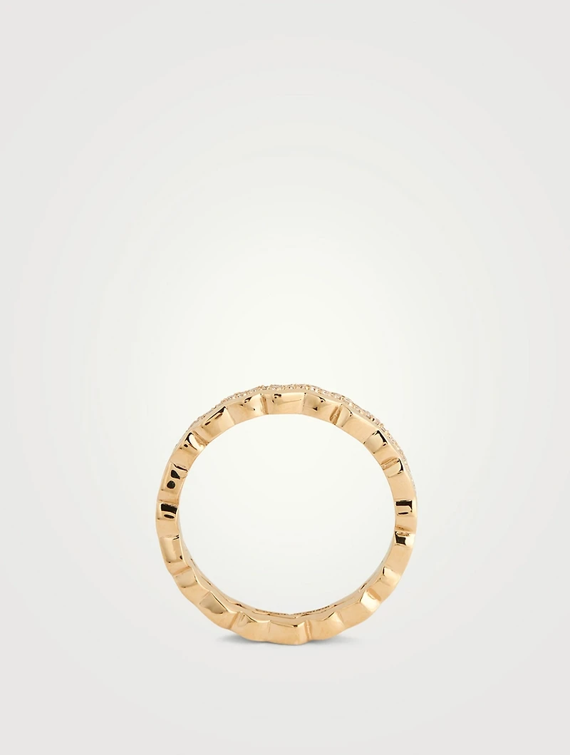 18K Gold Wave Eternity Ring With Diamonds