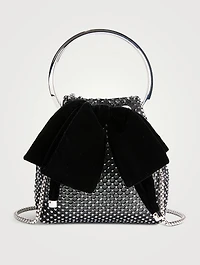 Bon Bon Crystal Mesh Clutch With Velvet Bow