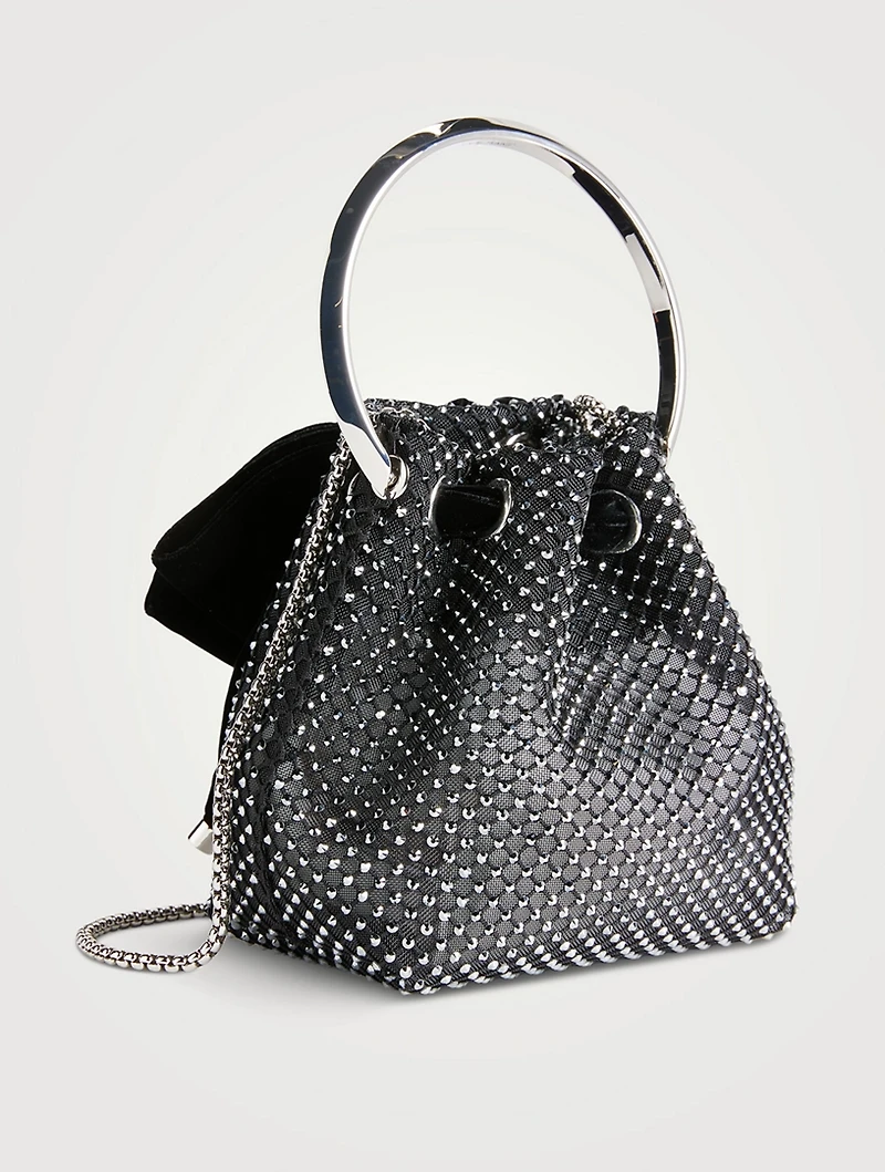Bon Bon Crystal Mesh Clutch With Velvet Bow