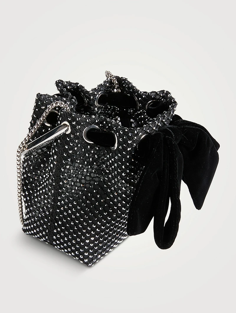 Bon Bon Crystal Mesh Clutch With Velvet Bow