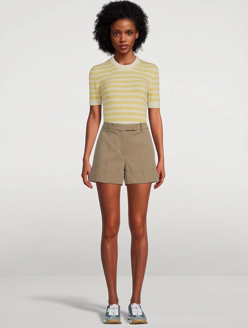 Wool Cashmere And Silk Short-Sleeve Sweater