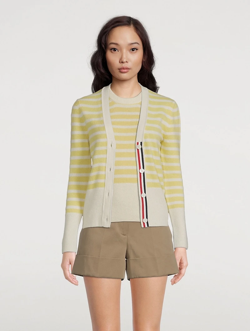 Striped Cashmere-Wool Cardigan