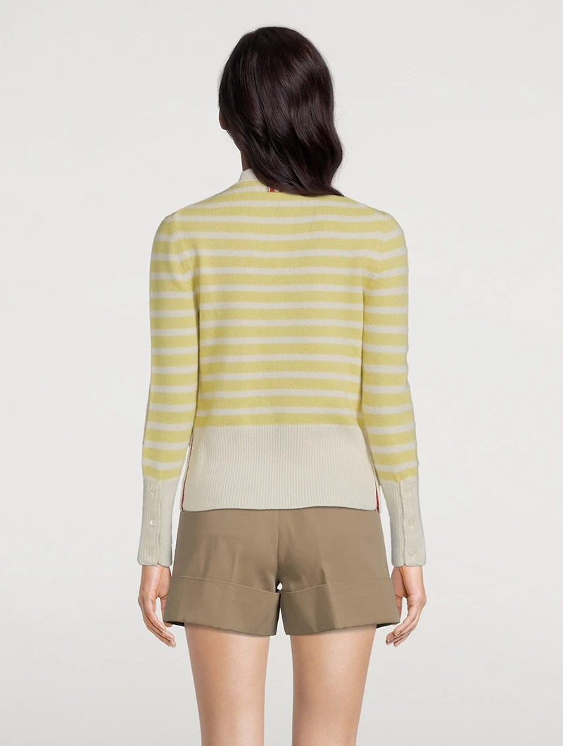 Striped Cashmere-Wool Cardigan