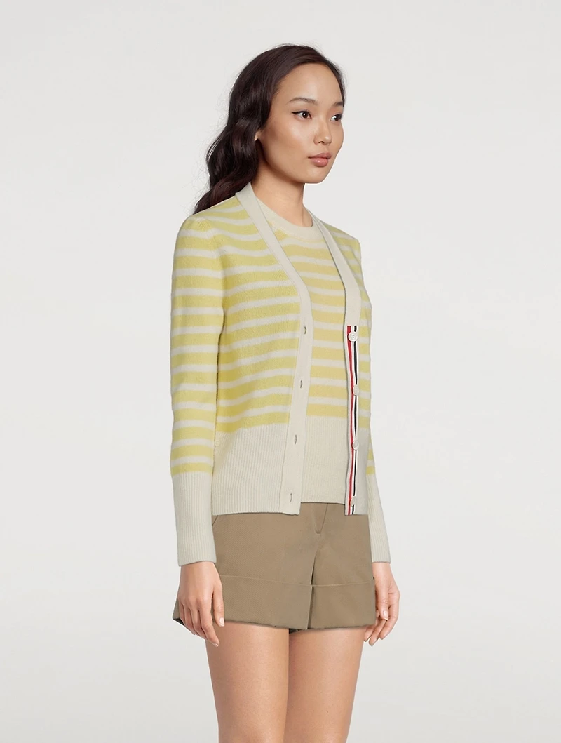 Striped Cashmere-Wool Cardigan