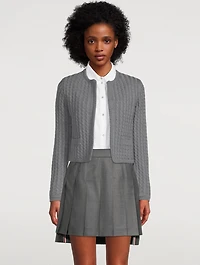 Wool Cable Knit Crewneck Cardigan