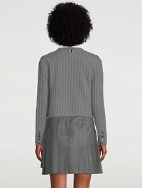 Wool Cable Knit Crewneck Cardigan