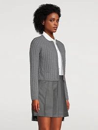 Wool Cable Knit Crewneck Cardigan