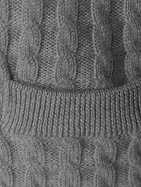 Wool Cable Knit Crewneck Cardigan