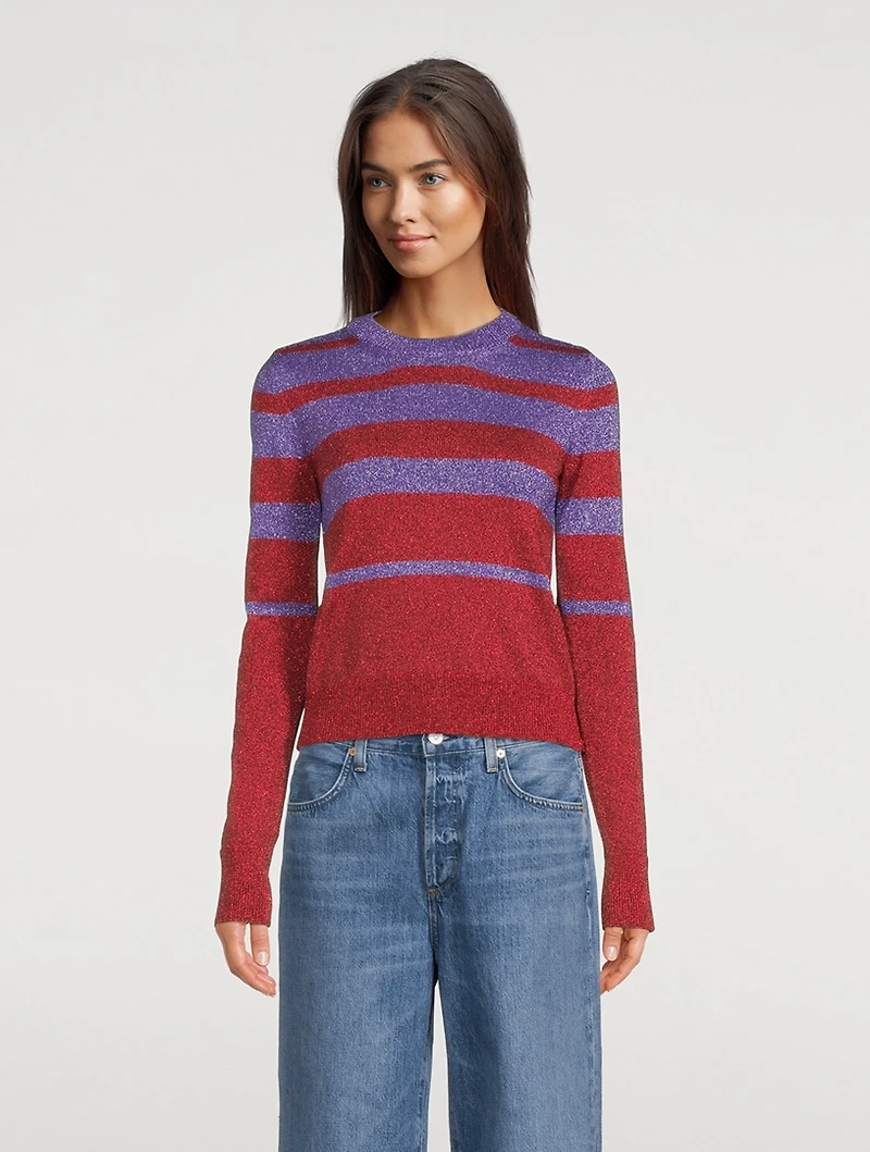 Lurex Striped Long-Sleeve Top