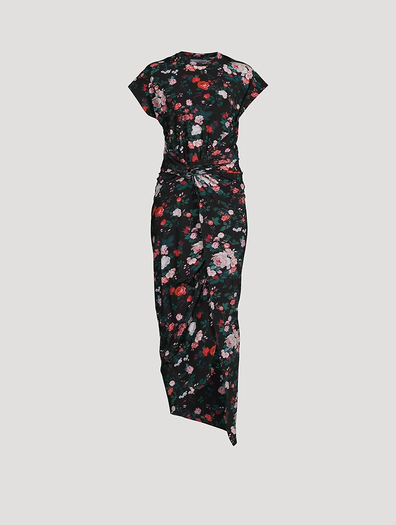 Draped Dress Floral Print
