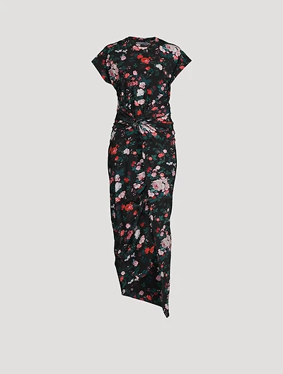 Draped Dress Floral Print