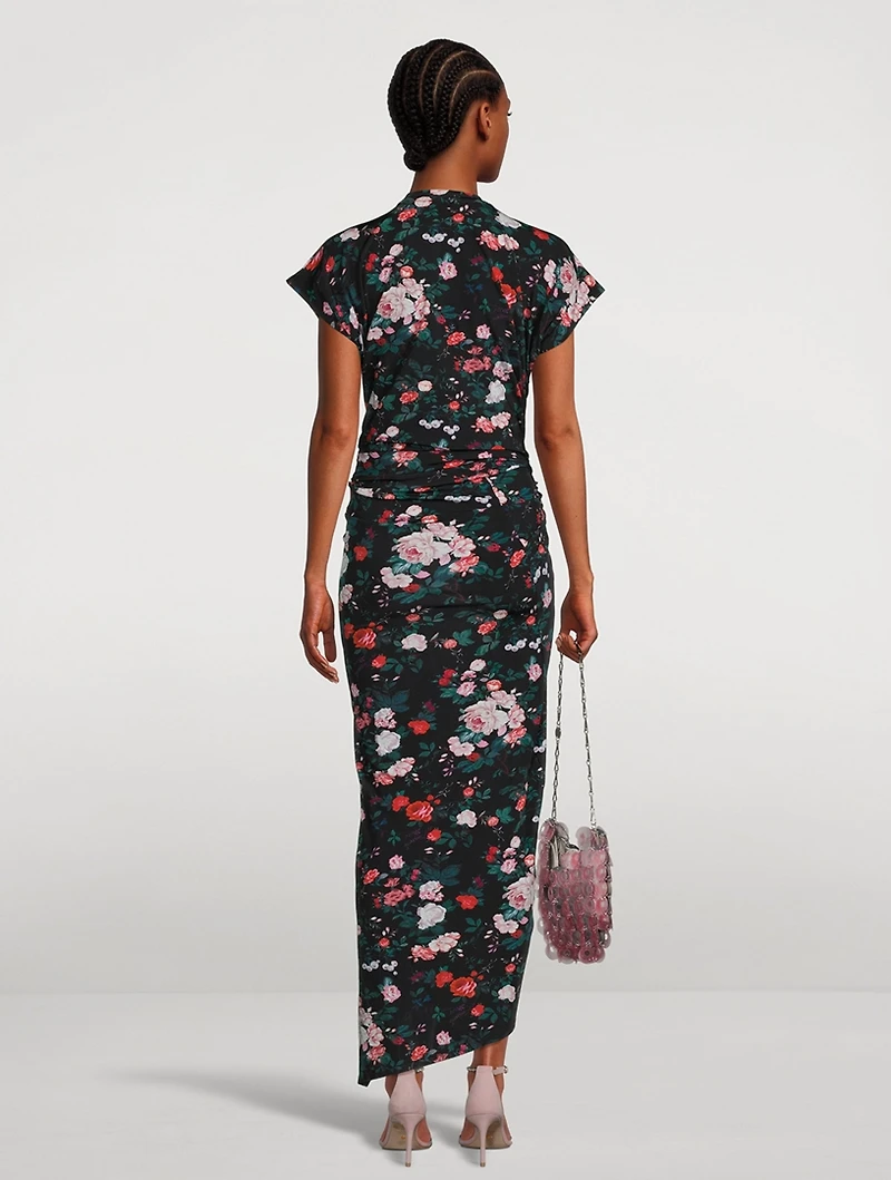 Draped Dress Floral Print
