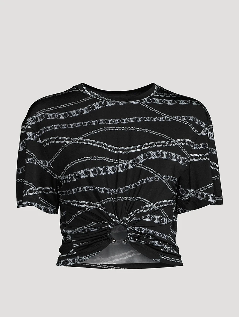 Cropped T-Shirt Chain Print