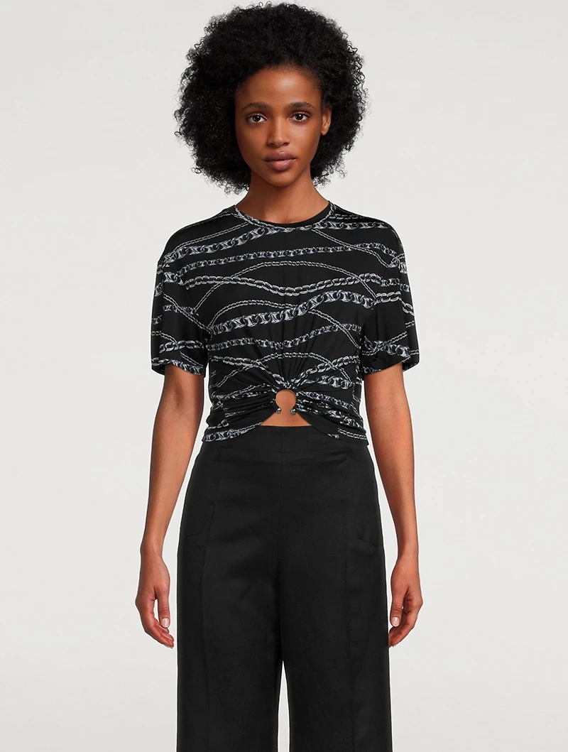 Cropped T-Shirt Chain Print