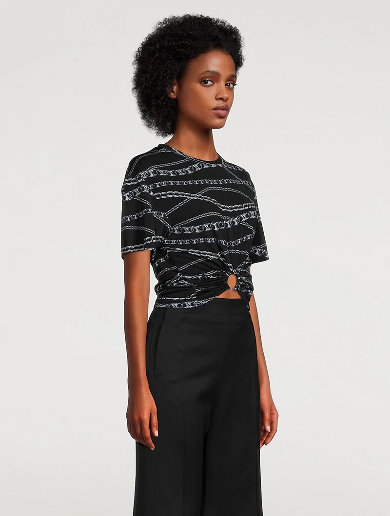 Cropped T-Shirt Chain Print