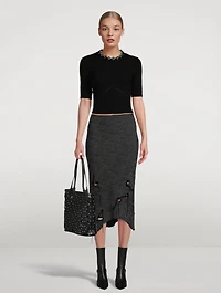 Chain-Trimmed Cropped Sweater