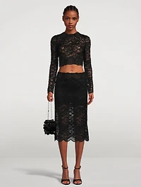 Long-Sleeve Lace Crop Top