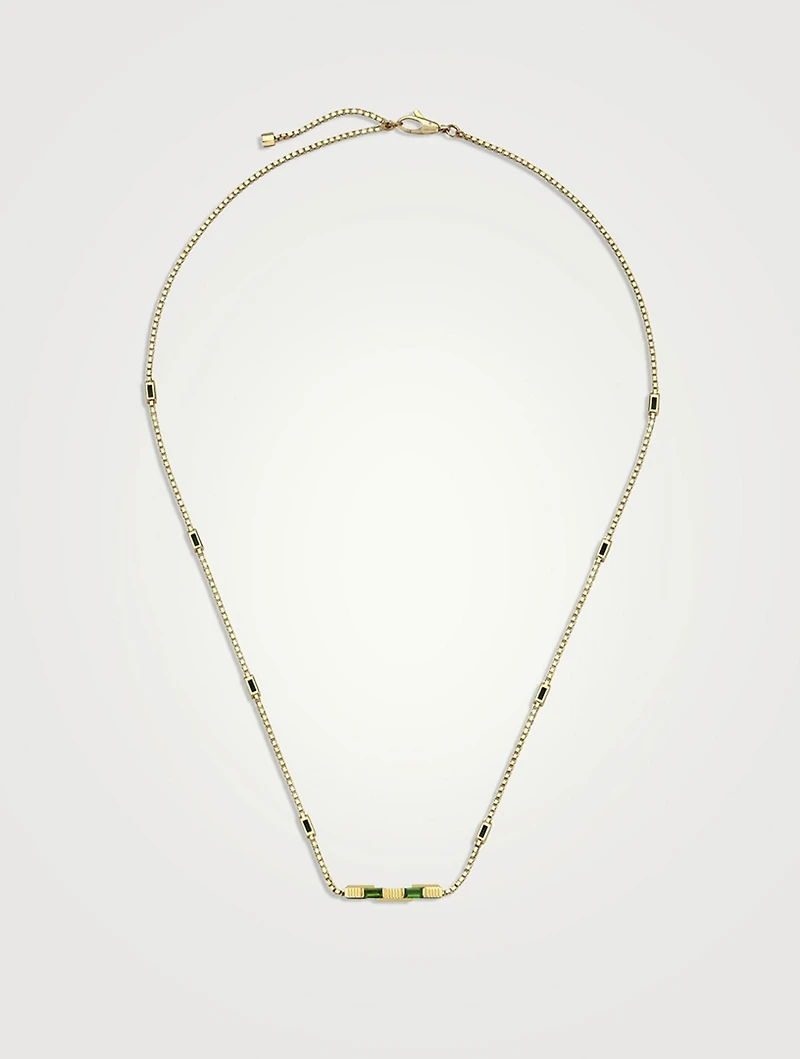 Gucci Link To Love 18K Gold Necklace With Green Tourmaline