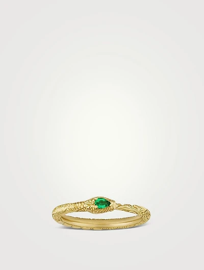 Ouroboros 18K Gold Ring With Emerald