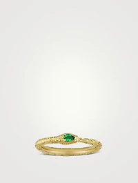 Ouroboros 18K Gold Ring With Emerald