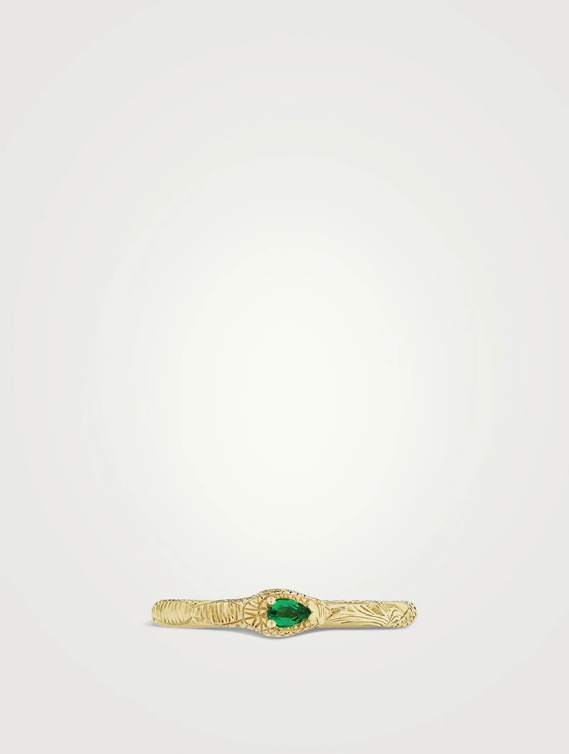 Ouroboros 18K Gold Ring With Emerald
