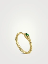 Ouroboros 18K Gold Ring With Emerald