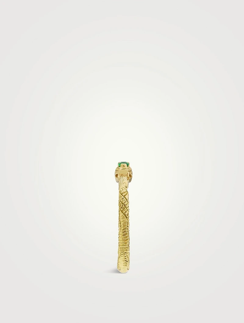 Ouroboros 18K Gold Ring With Emerald