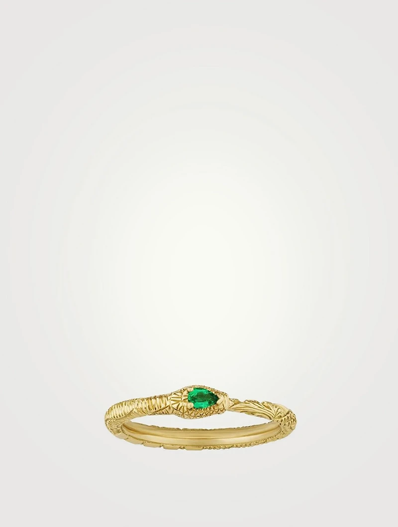 Ouroboros 18K Gold Ring With Emerald