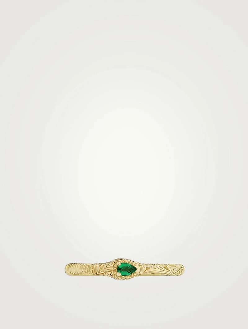 Ouroboros 18K Gold Ring With Emerald