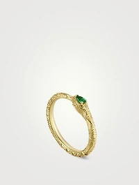 Ouroboros 18K Gold Ring With Emerald
