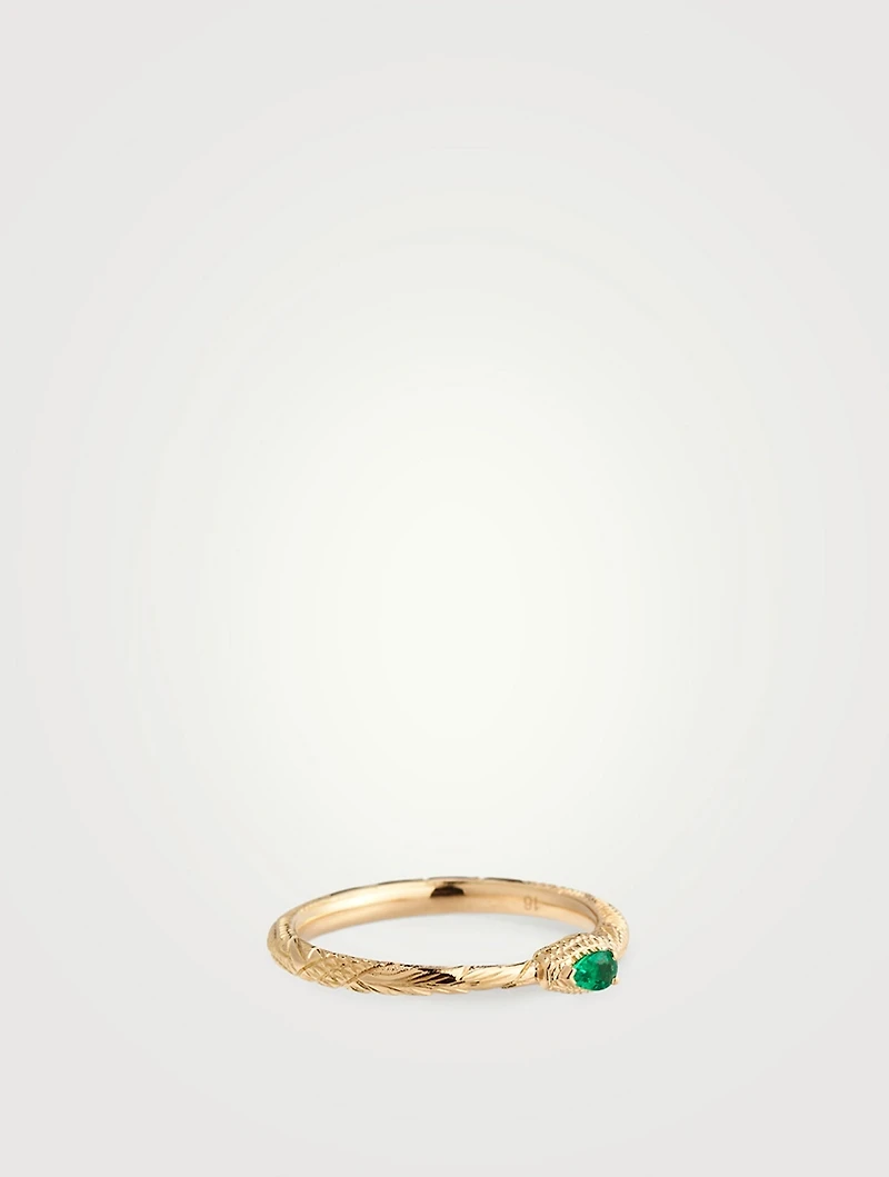 Ouroboros 18K Gold Ring With Emerald