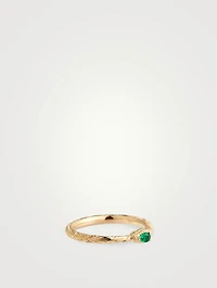 Ouroboros 18K Gold Ring With Emerald